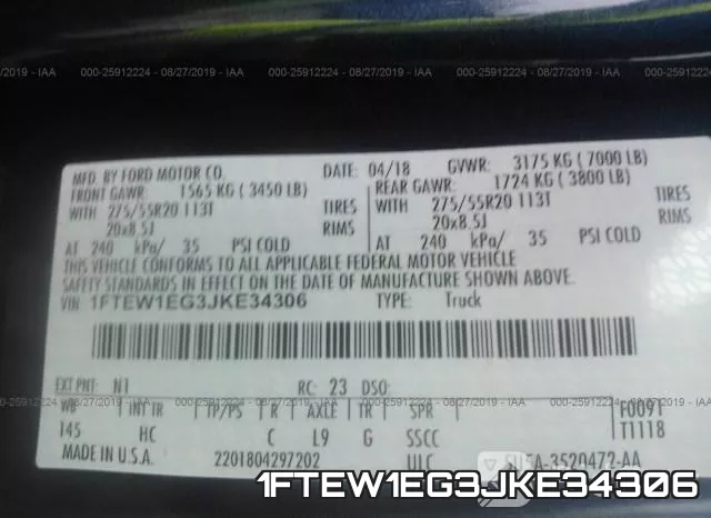 1FTEW1EG3JKE34306 фото 10