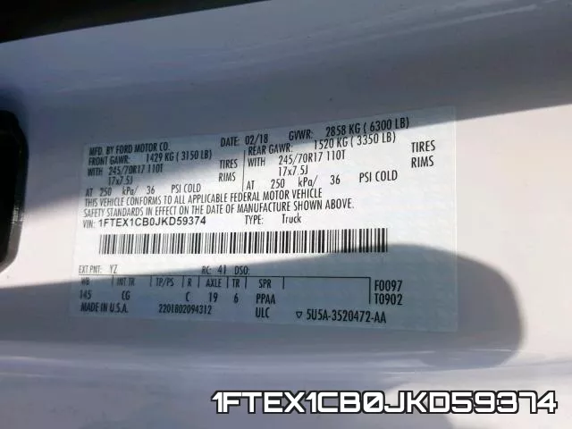 1FTEX1CB0JKD59374 фото 2