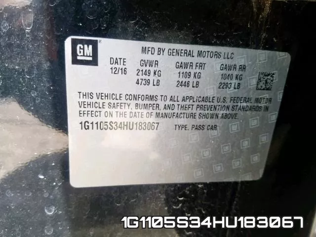 1G1105S34HU183067 фото 2