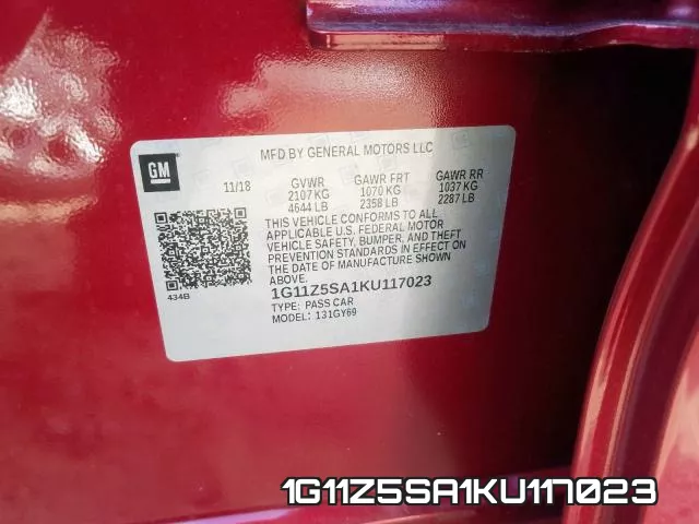 1G11Z5SA1KU117023 фото 2