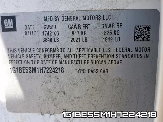 1G1BE5SM1H7224218 фото 2
