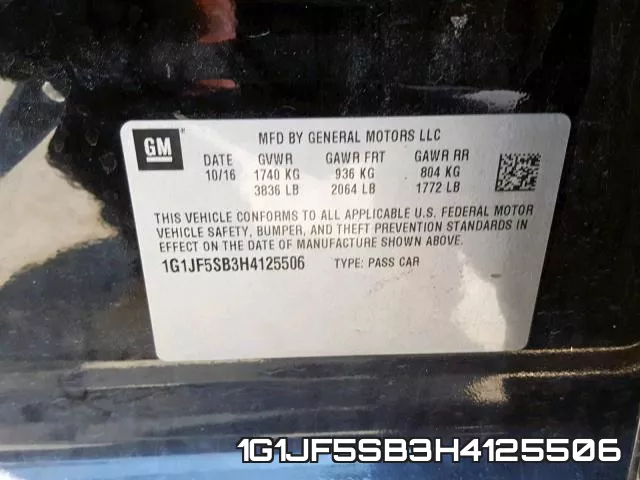 1G1JF5SB3H4125506 фото 2