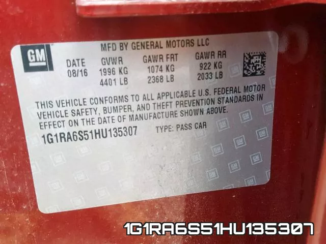 1G1RA6S51HU135307 фото 2
