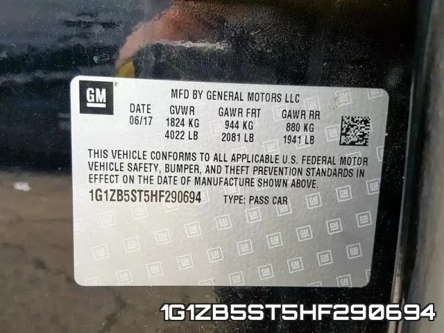 1G1ZB5ST5HF290694 фото 2