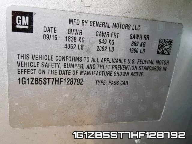 1G1ZB5ST7HF128792 фото 2