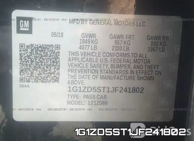 1G1ZD5ST1JF241802 фото 10