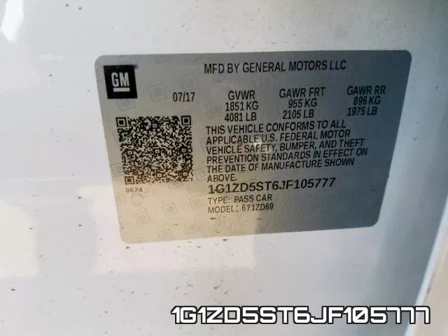 1G1ZD5ST6JF105777 фото 2