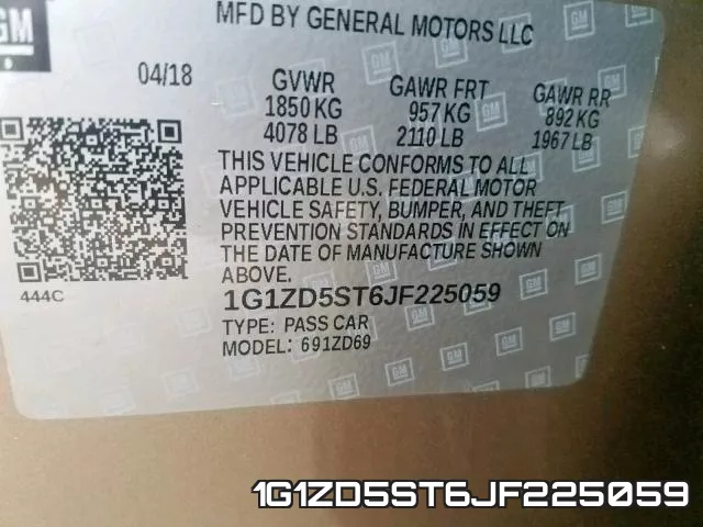 1G1ZD5ST6JF225059 фото 2