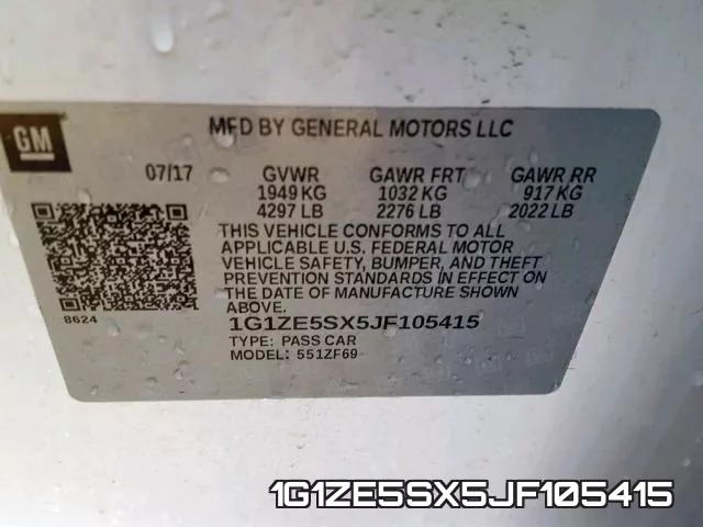 1G1ZE5SX5JF105415 фото 2
