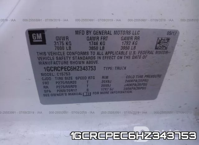 1GCRCPEC6HZ343753 фото 10