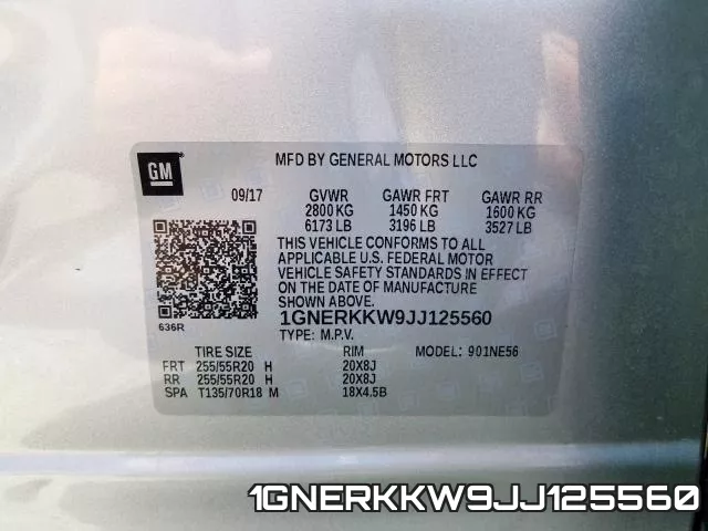 1GNERKKW9JJ125560 фото 2