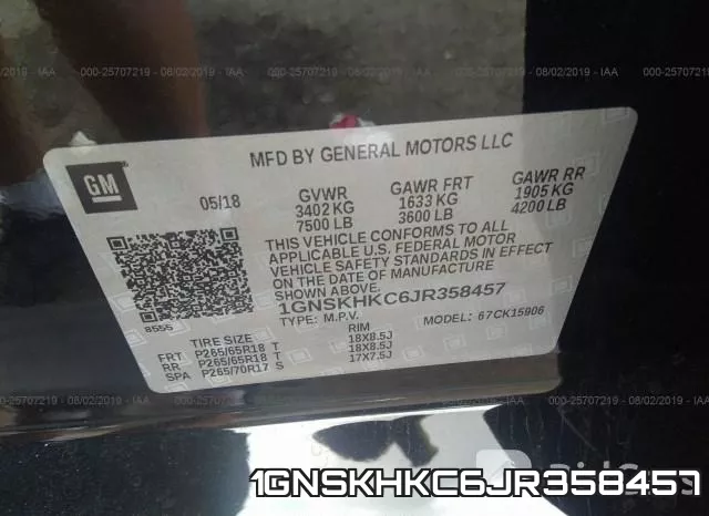 1GNSKHKC6JR358457 фото 10