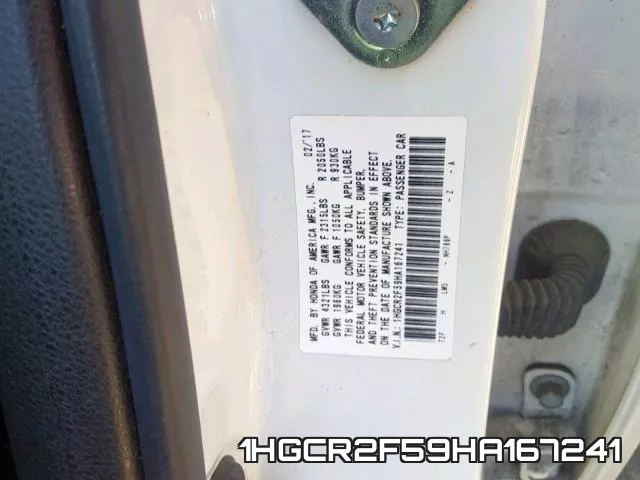1HGCR2F59HA167241 фото 2