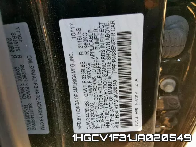 1HGCV1F31JA020549 фото 2