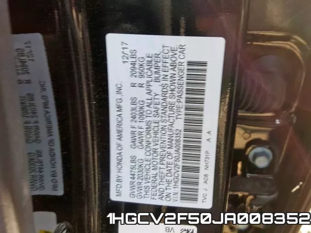 1HGCV2F50JA008352 фото 2