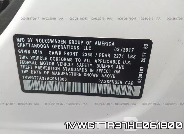 1VWGT7A37HC061800 фото 10