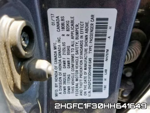 2HGFC1F30HH641649 фото 2