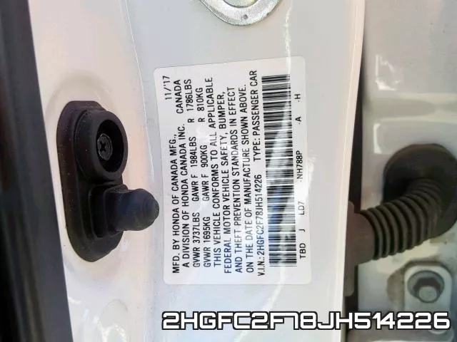 2HGFC2F78JH514226 фото 2