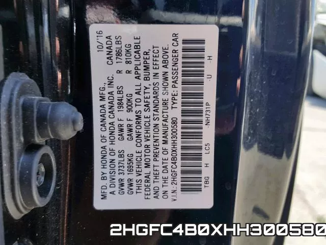 2HGFC4B0XHH300580 фото 2