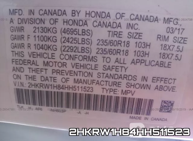 2HKRW1H84HH511523 фото 10