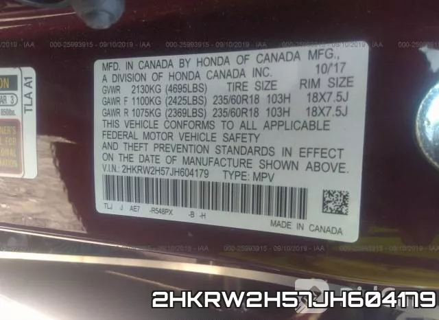 2HKRW2H57JH604179 фото 10