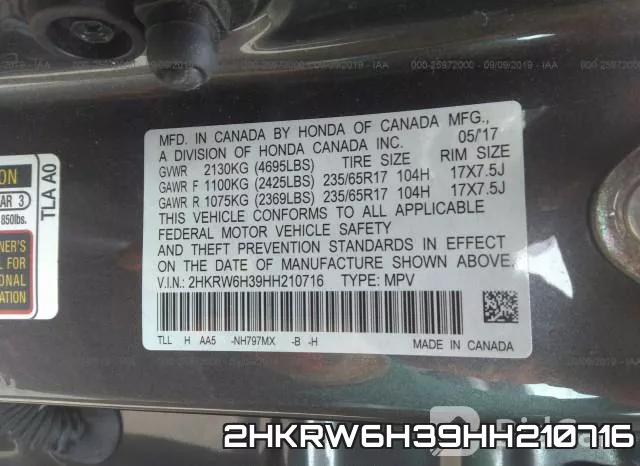 2HKRW6H39HH210716 фото 10