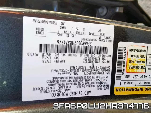 3FA6P0LU2HR374776 фото 2