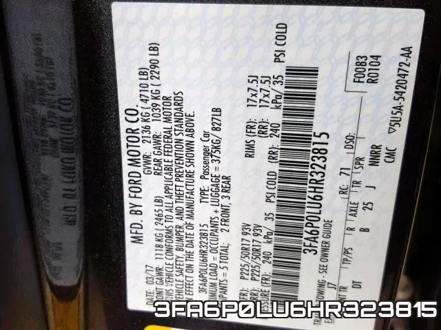 3FA6P0LU6HR323815 фото 2