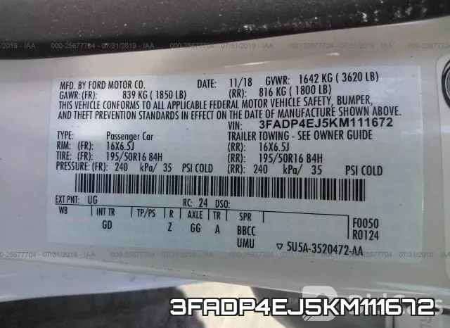 3FADP4EJ5KM111672 фото 10