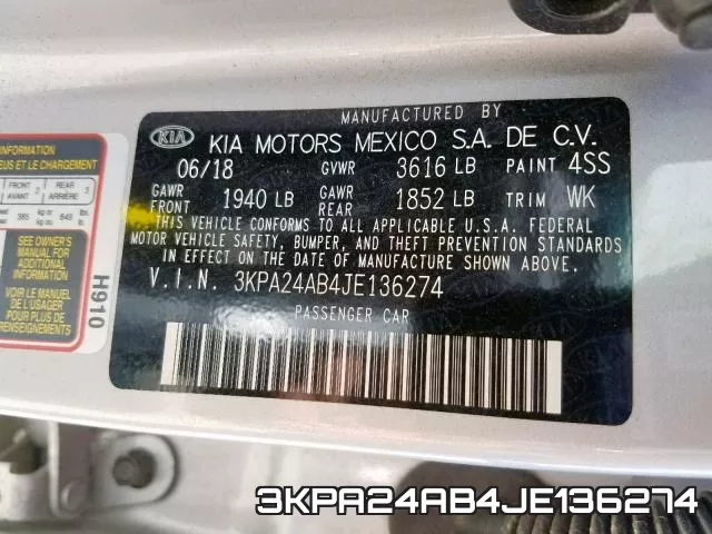 3KPA24AB4JE136274 фото 2