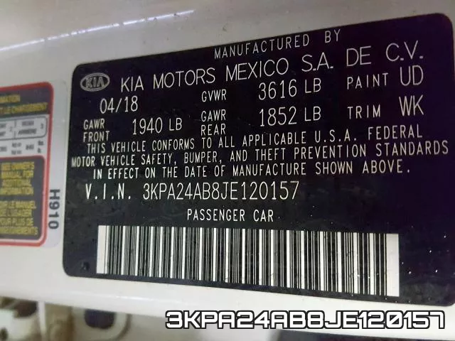 3KPA24AB8JE120157 фото 2