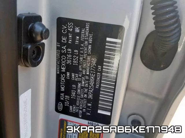 3KPA25AB6KE177948 фото 2