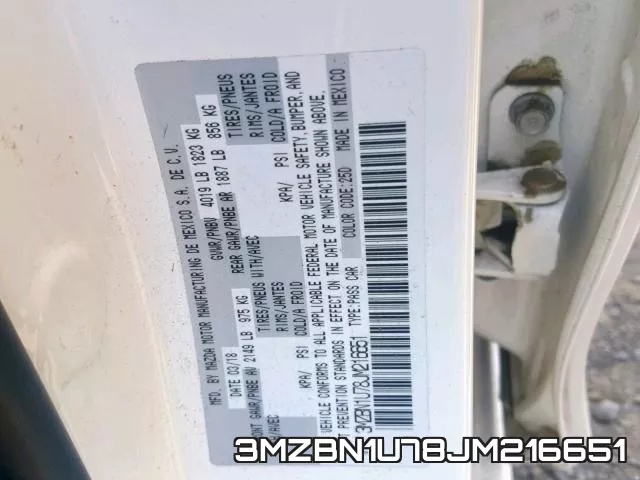 3MZBN1U78JM216651 фото 2