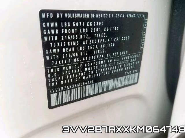 3VV2B7AXXKM064748 фото 2