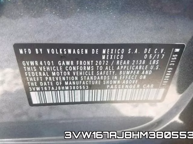 3VW167AJ8HM380553 фото 2