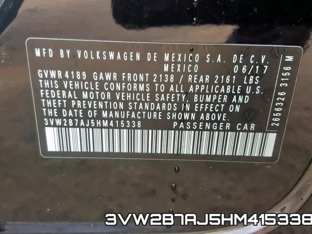 3VW2B7AJ5HM415338 фото 2