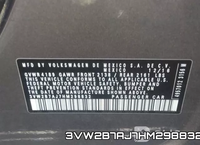 3VW2B7AJ7HM298832 фото 10