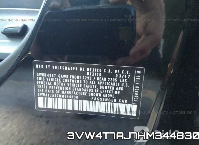 3VW4T7AJ7HM344830 фото 10