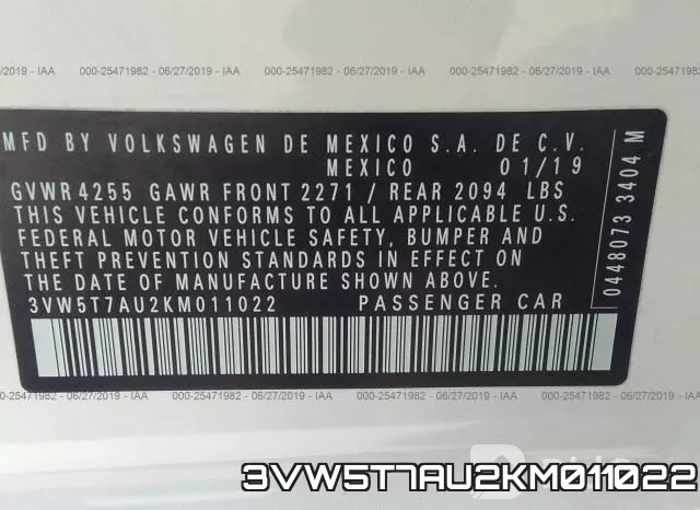 3VW5T7AU2KM011022 фото 10