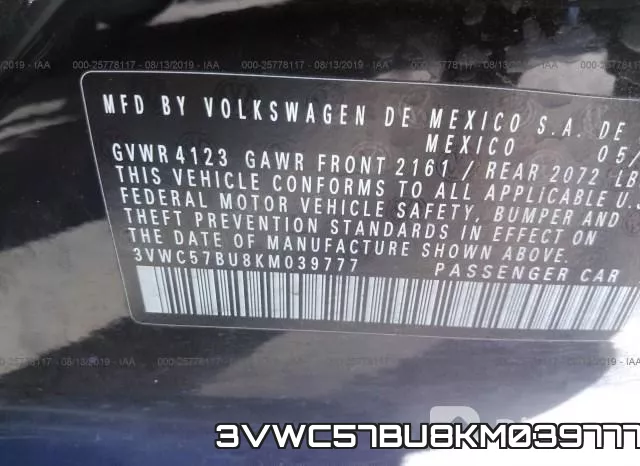3VWC57BU8KM039777 фото 10