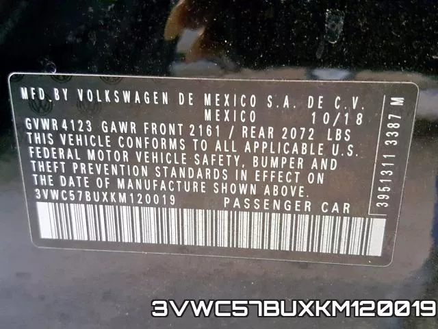3VWC57BUXKM120019 фото 2