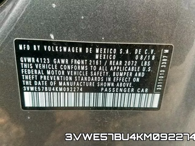 3VWE57BU4KM092274 фото 2
