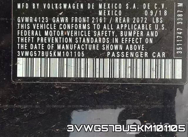 3VWG57BU5KM101105 фото 10