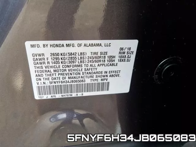 5FNYF6H34JB065083 фото 2