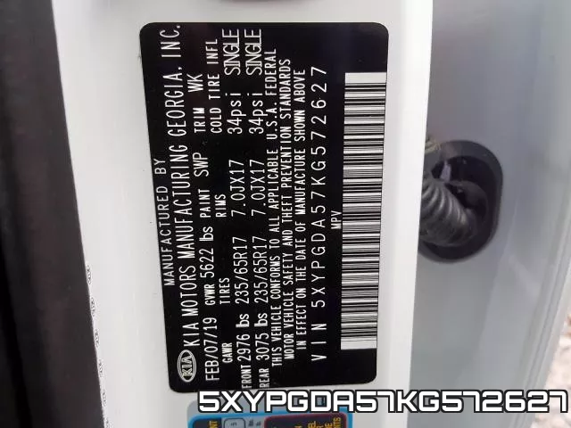 5XYPGDA57KG572627 фото 2