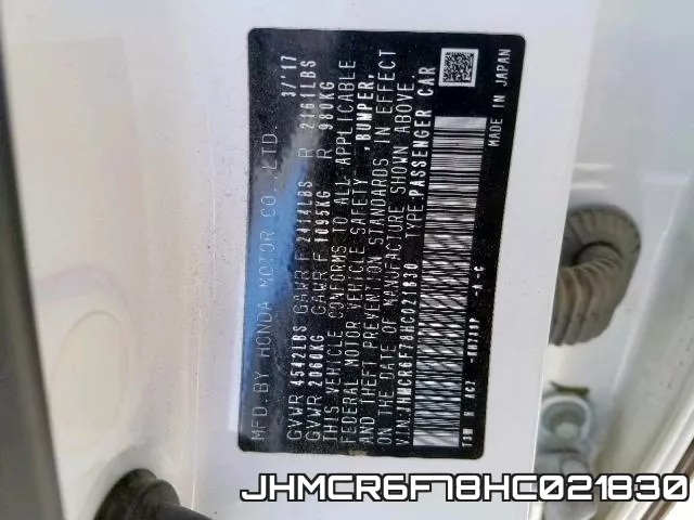 JHMCR6F78HC021830 фото 2