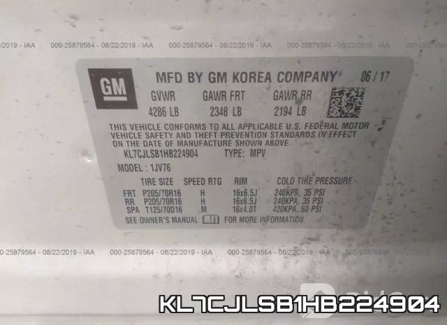 KL7CJLSB1HB224904 фото 10
