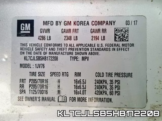 KL7CJLSB5HB172208 фото 2