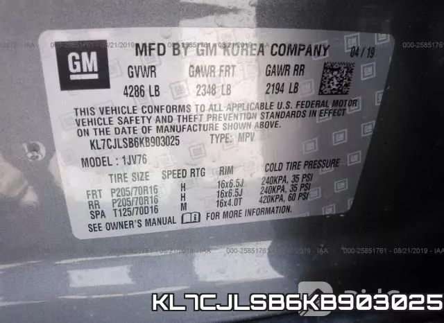 KL7CJLSB6KB903025 фото 10