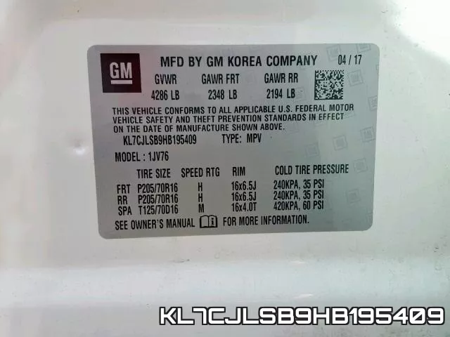 KL7CJLSB9HB195409 фото 2
